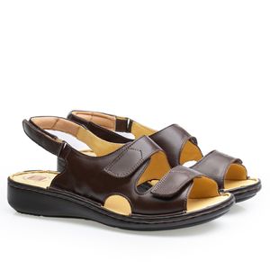 Sandália Anabela Doctor Shoes Couro 295 Marrom