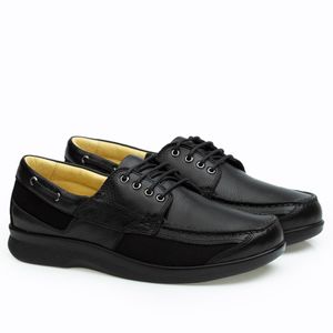 Sapato Casual Doctor Shoes Diabético Couro 3057 Preto