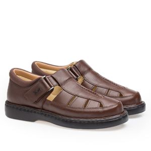 Sandália Doctor Shoes Couro 328 Marrom