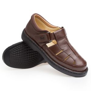 Sandália Doctor Shoes Couro 328 Marrom