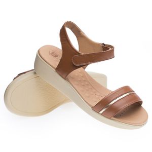 Sandália Anabela Doctor Shoes Couro 180 Caramelo