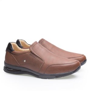 Sapato Casual Doctor Shoes com Bolha de Ar System Anti Impacto Couro 2139 Marrom