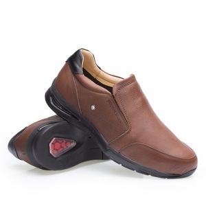 Sapato Casual Doctor Shoes com Bolha de Ar System Anti Impacto Couro 2139 Marrom