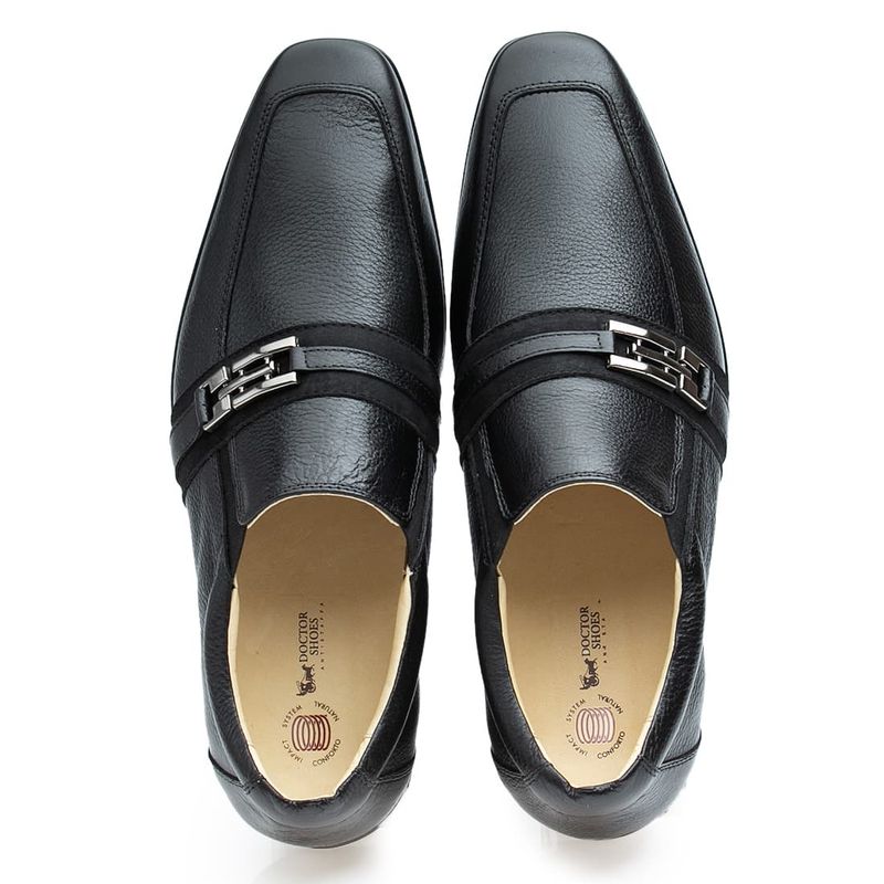 Sapato-Social-Doctor-Shoes-JOB-com-bolha-de-ar-Anti-Impacto-Couro-Floater-1745-Preto-Nobuck-Preto