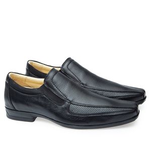 Sapato Social Doctor Shoes JOB com bolha de ar Anti Impacto Couro Floater/Nobuck 1747 Preto