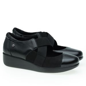 Sapato Anabela Doctor Shoes Esporão Couro 7879 Preto