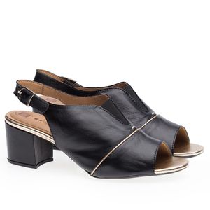 Sandália Doctor Shoes Couro 285 Preto/Metalizado Glacê