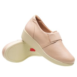 Sapato Anabela Doctor Shoes Couro 7806 Rosê