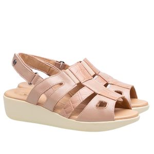 Sandália Anabela Doctor Shoes Esporão Couro 7804 Nude