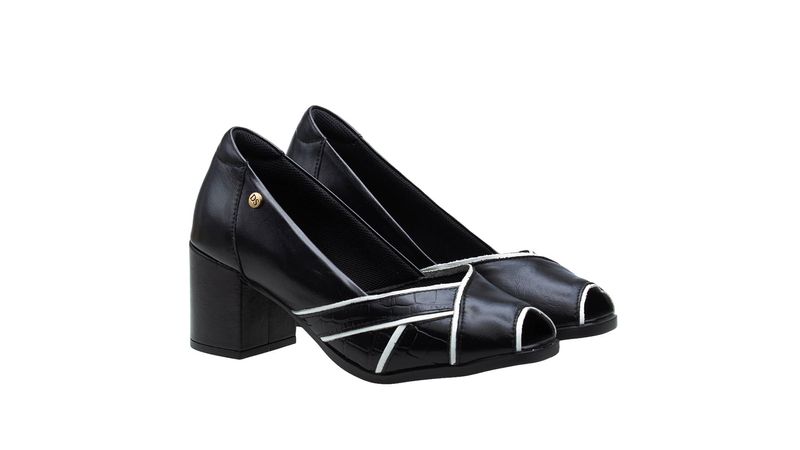 Peep toe best sale preto e branco