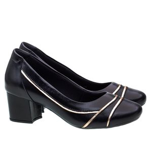 Sapato Salto Doctor Shoes Couro 289 Preto/Metalizado Glacê