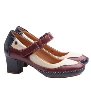 Sapato Salto Doctor Shoes Couro 789 Marinho/Cabernet/Off