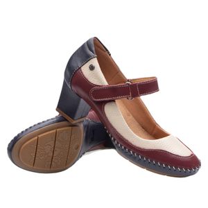 Sapato Salto Doctor Shoes Couro 789 Marinho/Cabernet/Off