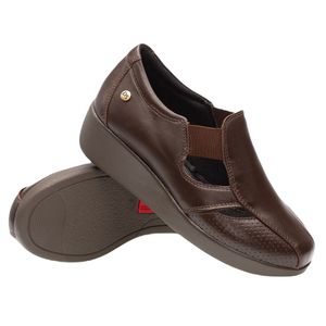 Sapato Anabela Doctor Shoes Couro 7800 Marrom