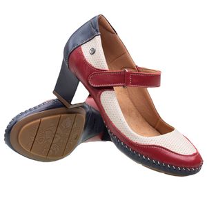 Sapato Salto Doctor Shoes Couro 789 Marinho/Off/Vermelho