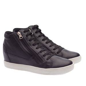 Tênis Doctor Shoes Sneaker Couro 65614 (Elástico) Preto