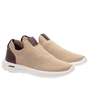 Tênis Doctor Shoes knit 60205 Bege/Mouro