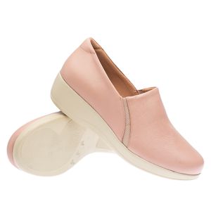 Sapato Anabela Doctor Shoes Couro 7807 Rosê