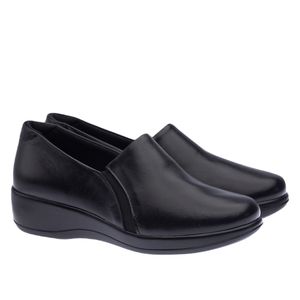 Sapato Anabela Doctor Shoes Couro 7807 Preto