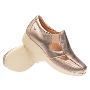 Sapato Anabela Doctor Shoes Couro 7800 Metalic