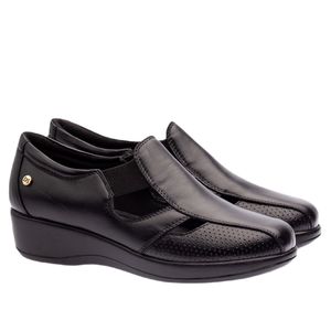 Sapato Anabela Doctor Shoes Couro 7800 Preto