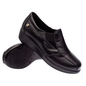 Sapato Anabela Doctor Shoes Couro 7800 Preto