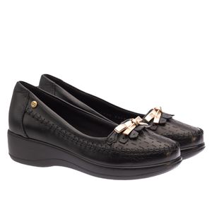 Sapato Anabela Doctor Shoes Couro 7801 Preto