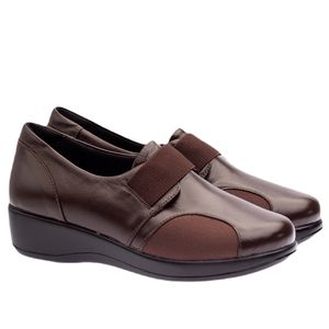 Sapato Anabela Doctor Shoes Couro 7805 Marrom