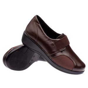 Sapato Anabela Doctor Shoes Couro 7805 Marrom