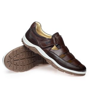 Sandália Doctor Shoes Esporão Couro 1921 Marrom