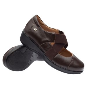 Sapato Anabela Doctor Shoes Esporão Couro 7879 Marrom