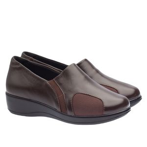 Sapato Anabela Doctor Shoes Couro 7808 Marrom