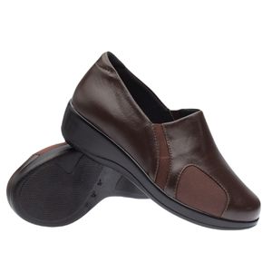 Sapato Anabela Doctor Shoes Couro 7808 Marrom