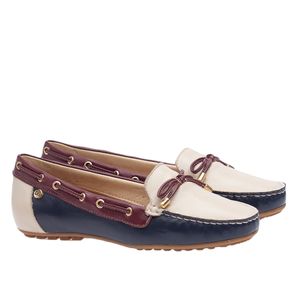 Mocassim Doctor Shoes Couro 1184 Marinho/Off/Cabernet