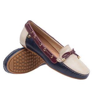 Mocassim Doctor Shoes Couro 1184 Marinho/Off/Cabernet