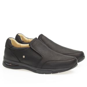 Sapato Casual Doctor Shoes com Bolha de Ar System Anti Impacto Couro 2139 Preto