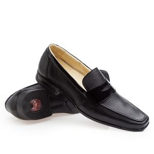 Sapato Social Doctor Shoes JOB com bolha de ar Anti Impacto Couro Floater 1746 Preto