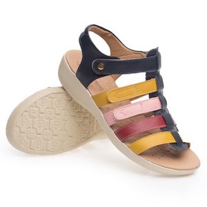 Sandália Doctor Shoes Couro 105 Marinho/Ipe/Carmim/Rosado