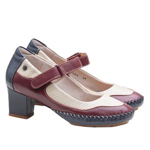 Sapato Salto Doctor Shoes Couro 789 Marinho/Cabernet/Off