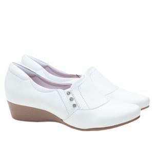 Sapato Anabela Doctor Shoes Couro 35001 Branco