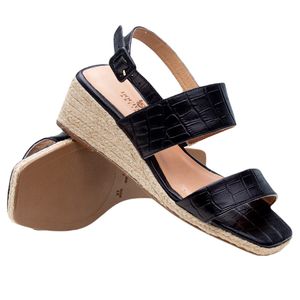 Sandália Anabela Doctor Shoes Couro 57507 Preto