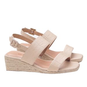 Sandália Anabela Doctor Shoes Couro 57507 Nude