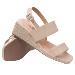 Sandália Anabela Doctor Shoes Couro 57507 Nude