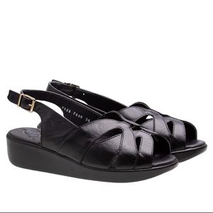 Sandália Anabela Doctor Shoes Esporão Couro 7996 Preto