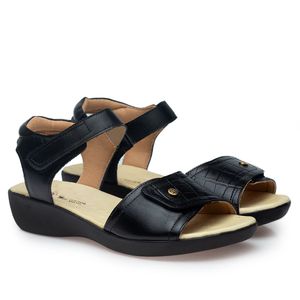 Sandália Doctor Shoes Couro 13631 Preto