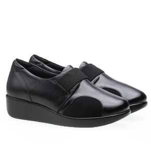 Sapato Anabela Doctor Shoes Couro 7805 Preto