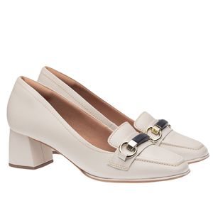 Sapato Doctor Shoes em Couro Off White/Marinho 44518