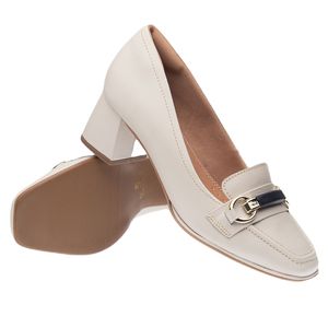Sapato Doctor Shoes em Couro Off White/Marinho 44518