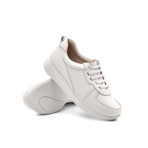Tênis Doctor Shoes Couro 1403 (Elástico) Branco/Branco