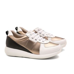 Tênis Doctor Shoes Couro 1403 (Elástico) Branco/Prata Velho/Preto